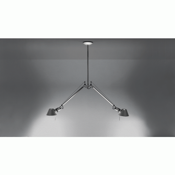 stropné a svietidlo Artemide Tolo braccio due E27 2x77W - strieborná