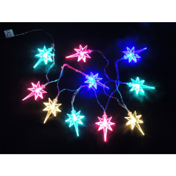 LED vianočné reťaz multicolor - hviezdičky na BATERKY 32315 dĺžka 1,4 m, IP44 pre vonkajšie i vnútorné použitie