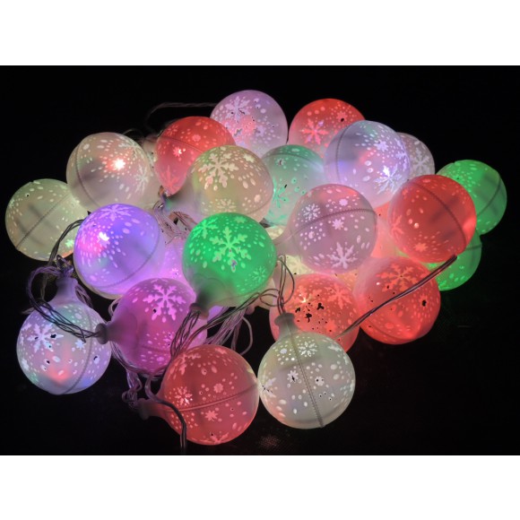 LED vianočné reťaz - RGB SNEHOVEJ GUĽA 32339 dĺžka 7,5 m, IP44 pre vonkajšie i vnútorné použitie