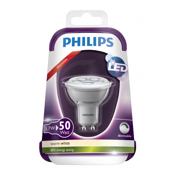 LED žiarovka Philips 5,7W (50W) GU10 WW 230V 36D Grey DIM / 4, bodová