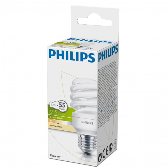 úsporná žiarivka Philips Economy Twister 12W E2