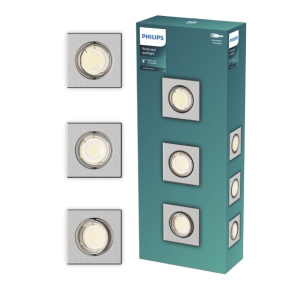 Philips 8721103037053 sada zapustených svietidiel Peridot GU10 | chróm