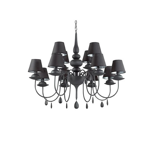 závesné svietidlo - luster Ideal lux BLANCHE 12x40W E14 - čierna