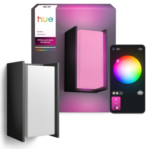 Philips Hue  8721103118578 LED vonkajší stĺpik Turaco  | 8W integrovaný LED zdroj | 1100lm | 2000-6500K | rgb - farebné | stmievač | antracit