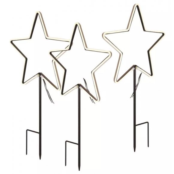 Emos DCZC02 LED záhradná dekorácia - hviezdy 3,6W | 3x72LED | IP44 - set 3ks, na zapichnutie, studená biela, čierna