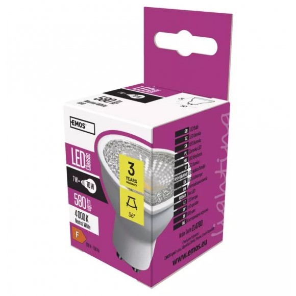 Emos ZL4780 LED žiarovka Premium 1x7W | GU10 | 580lm | 4000K