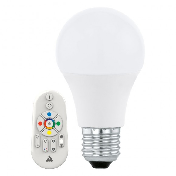 Eglo 11585 stmievateľná žiarovka 1X9W | E27 | RGBW | 806lm | 2700-6500K - diaľkové ovládanie, biela