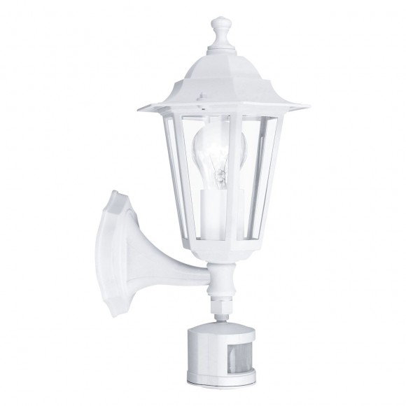 Eglo 22464 vonkajšie nástenné svietidlo s pohybovým čidlom Laterna 5 1x60W | E27 | IP44 - biela