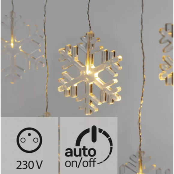 Emos ZY2265 LED vonkajšie vianočné záves vločky 0,6W | IP44 | 8 žiaroviek - teplá biela, časovač
