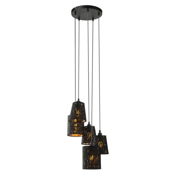Globo 15264-5H1 závesné stropné svietidlo Tuxon 5x25W | E14 - čierna
