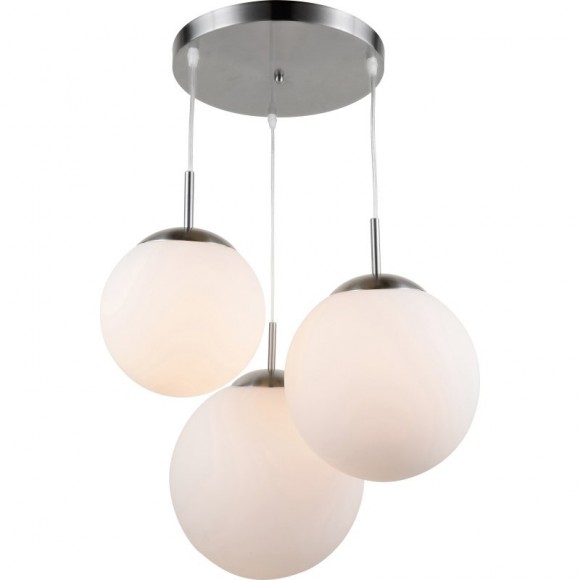 Globo 1581-3 závesné stropné svietidlo Joel 3x60W | E27 - biela, opál, matný nikel