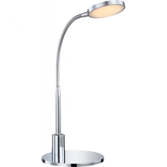 Globo 24103 LED stolná lampa Pegasi 1x6W | 450l | 3000K - ohybné rameno, vypínač na tele, chróm