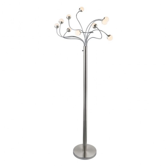 Globo 24134-10S LED stojacie svietidlo Roslin 10x5W | 4700lm | 3000K - stmievateľné, ohybné ramená, matný nikel