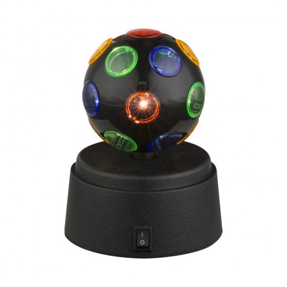 Globo 28017 stolové svietidlo otočná disko guľa Disco 3x0,06W - multicolor, vypínač na tele, čierna
