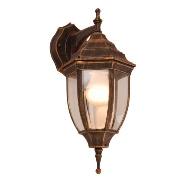 Globo 31711 vonkajšia nástenná lampa Nyx I 1x60W | E27 | IP44 - čierna, zlatá
