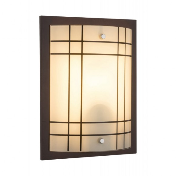 Globo 48089W nástenné svietidlo Kadavu 1x60W | E27 - drevo, satinované sklo