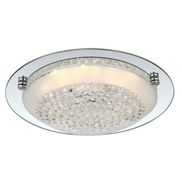 Globo 48249 LED stropné svietidlo Froo 1x12W | 1040lm | 3100K - chróm, priehľadné kryštály, satinované sklo