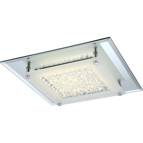 Globo 49301 LED prisadené stropné svietidlo Liana 1x17W | 1460lm | 4000K - chróm, priehľadný kryštál, satinované sklo