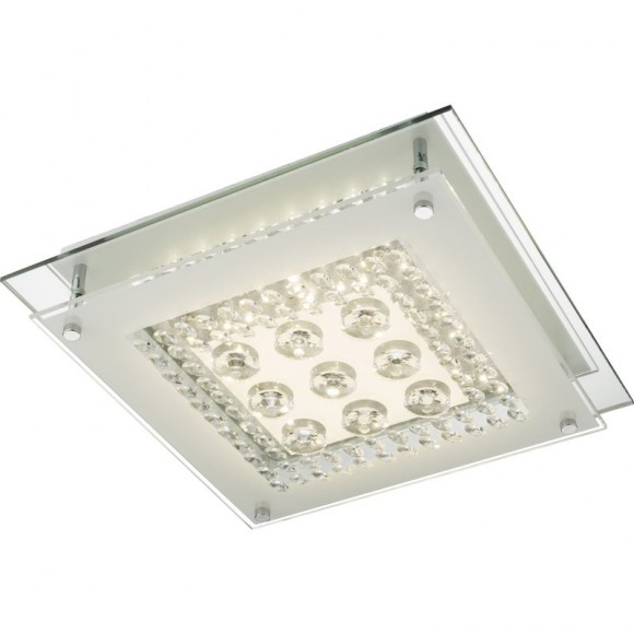 Globo 49362 LED stropné svietidlo Elena 1x12W | 1020lm | 4000K - chróm, satinované sklo, priehľadný krištáľ