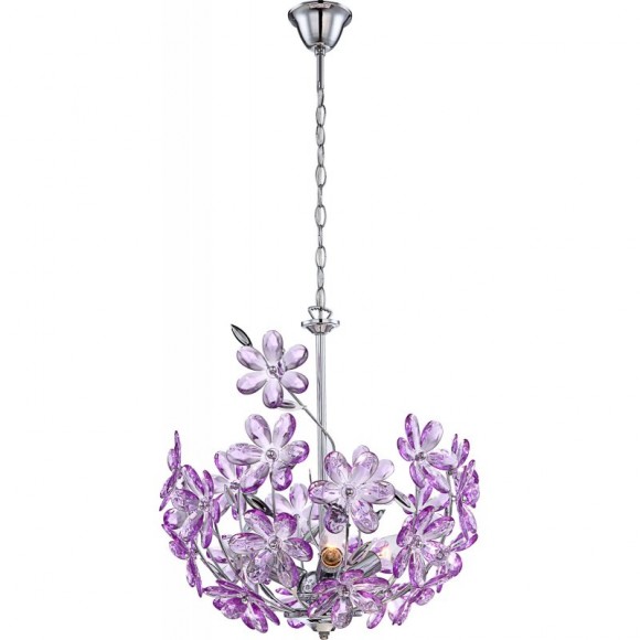 Globo 5141 závesné stropné svietidlo Purple 3x40W | E14 - chróm, akrylové kryštály, fialová