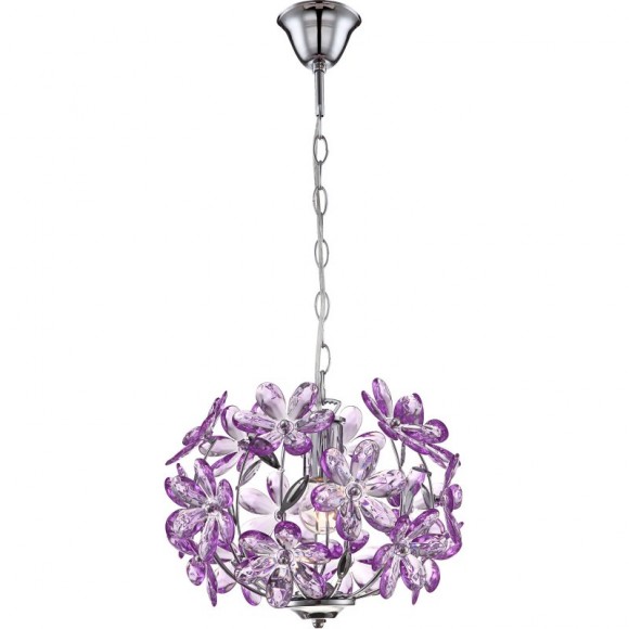 Globo 5143 závesné stropné svietidlo Purple 1x60W | E27 - chróm, akrylové kryštály, fialová