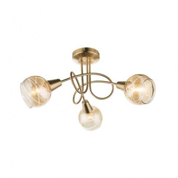 Globo 54346-3 prisadené stropné svietidlo Lara 3x4W | E14 LED | 320lm | 3000K - žiarovky súčasťou balenia, zlatá, jantárová