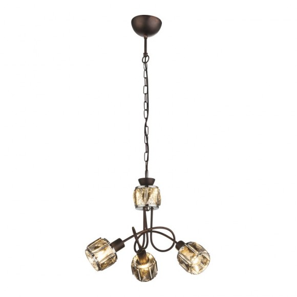 Globo 54357-3H závesné stropné svietidlo Indiana 3x40W | E14 | | 1x LED 5W | 305lm | 3000K - bronz, dymové sklo
