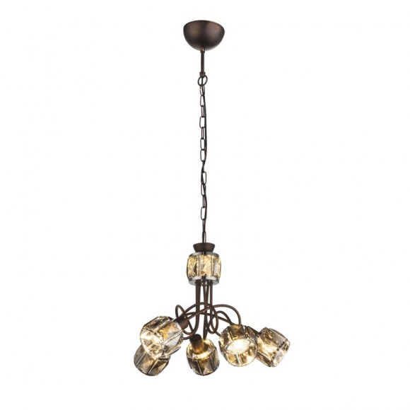 Globo 54357-5H závesné stropné svietidlo Indiana 5x40W | E14 | | 1x LED 5W | 305lm | 3000K - bronz, dymové sklo