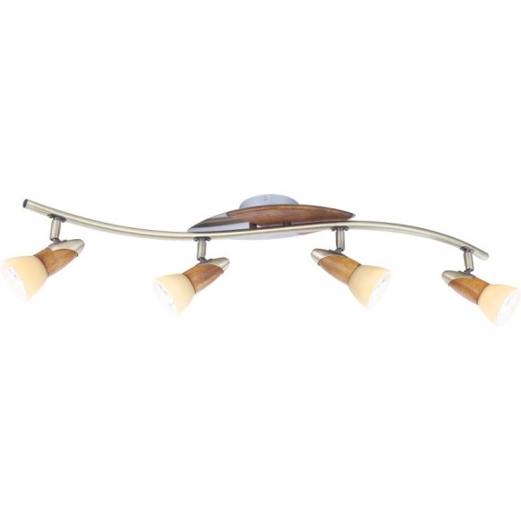 Globo 5443-4 prisadené bodové stropné svietidlo Lord III 4x40W | E14 | R50 - mosadz, drevo, sklo champagne