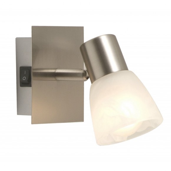 Globo 54530-1 nástenná lampa Parry 1x40W | E14 - vypínač na tele, matný nikel, alabaster