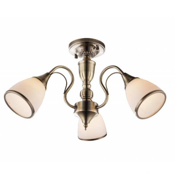 Globo 54706-3 prisadené stropné svietidlo Comodoro 3x60W | E14 - antický bronz, opál