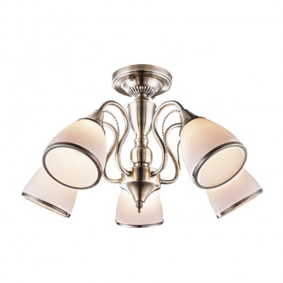 Globo 54706-5 prisadené stropné svietidlo Comodoro 5x60W | E14 - antický bronz, opál