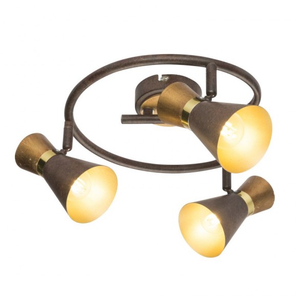 Globo 54808-3 prisadené stropné svietidlo Aeron 3x25W | E14 - hrdza, zlatá