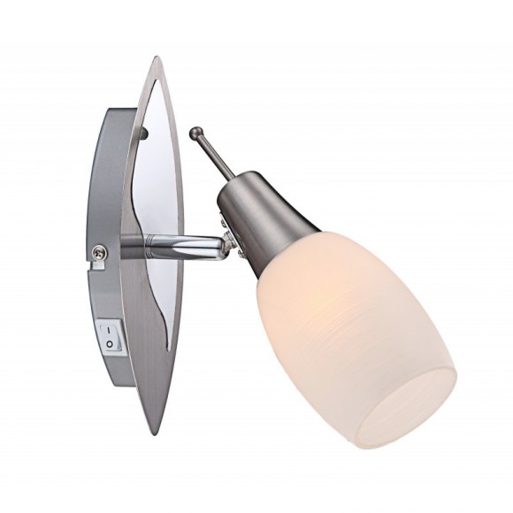 Globo 54983-1 nástenná lampa Gillian 1x40W | E14 - vypínač na tele, biela, matný nikel