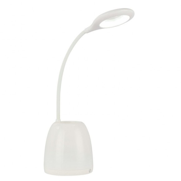 Globo 58324 LED stolové svietidlo Margaery 1x3W | 155l | 3000K-4000K-5700K | RGB - držiak na ceruzky, menič farieb, fixácia farieb, dotykový stmievač, USB, biela