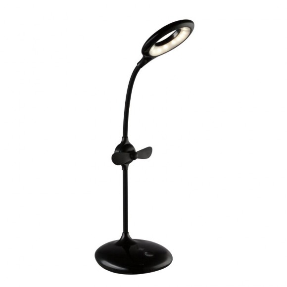 Globo 58347B LED stolové svietidlo Stannis 1x3W | 11-164lm | 4000K - ohybné rameno, ventilátor, dotykový stmievač, dotykový vypínač, USB, čierna