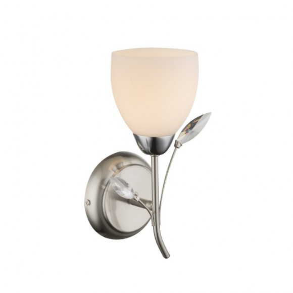 Globo 60215W nástenná lampa Singu 1x40W | E14 - matný nikel, opál, biela
