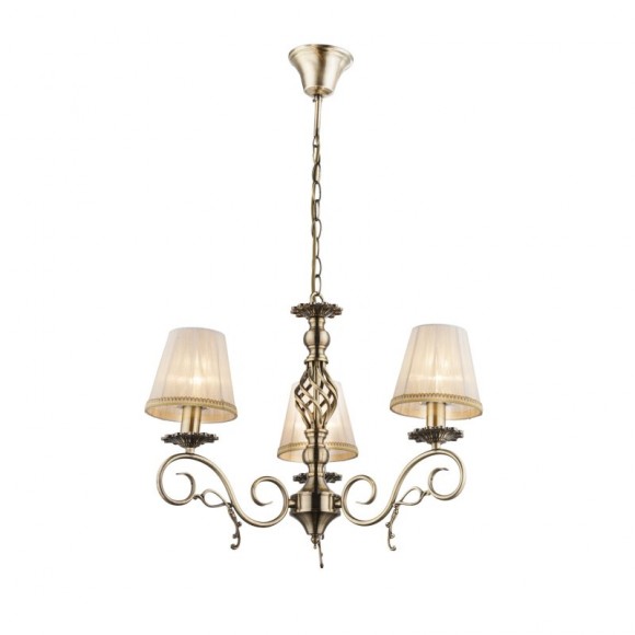 Globo 69011-3H závesné stropné svietidlo Genoveva III 3x60W | E14 - bronz, biela