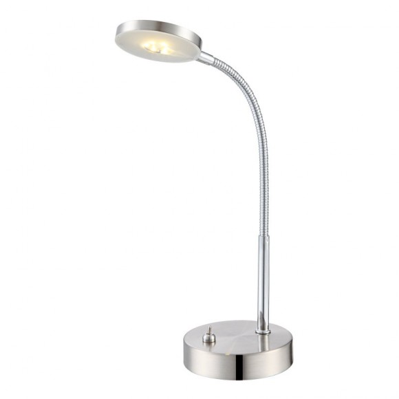 Globo 24122 LED stolná lampa Deniz 1x5W | 350L | 3000K - matný nikel, ohybné rameno, vypínač na tele