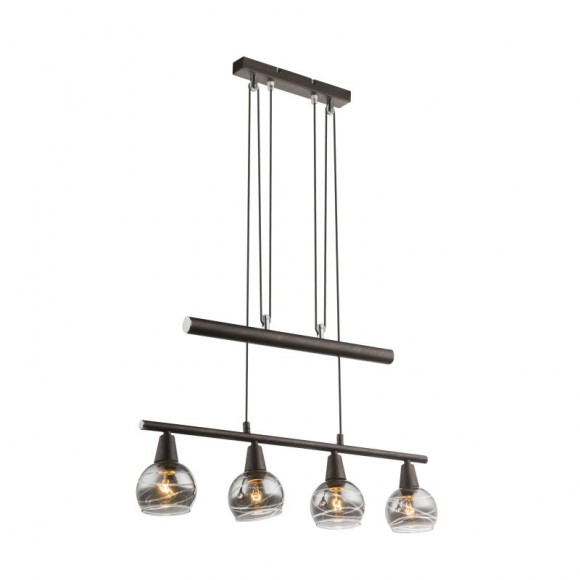 Globo 54347-4Z závesné stropné bodové svietidlo Isla 4x4W | E14 LED | 196lm | 3000K - žiarovky súčasťou balenia, nastaviteľná výška, bronzová, dymové sklo