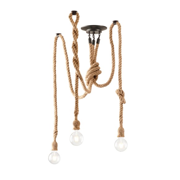 Luce Ambiente Design I-ROPE-PL3 závesné stropné svietidlo ROPE | 3×60W E27 | čierna