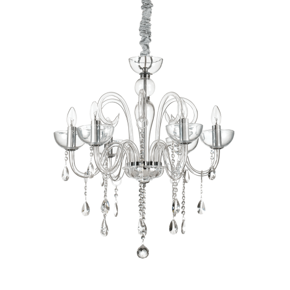 Ideal Lux 027623 závesné stropné svietidlo Canaletto transparente 6x40W | E14 - šedé