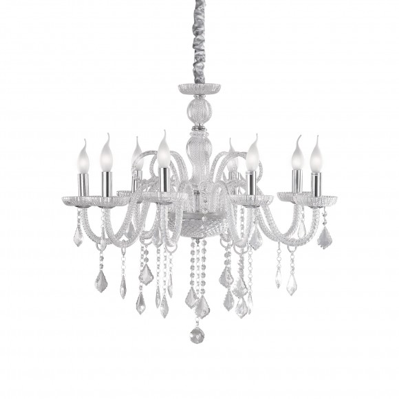 Ideal Lux 027838 závesné svietidlo Giudecca transparente 8x40W | E14 - sklo / krištáľ