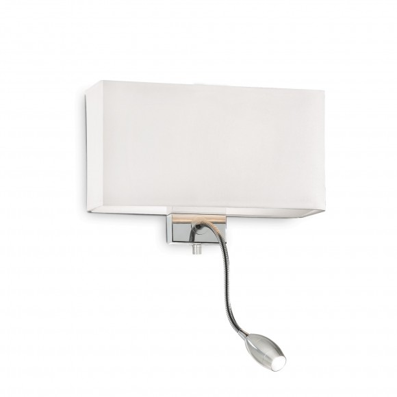 Ideal Lux 035949 LED nástenné svietidlo sa smerovú lampičkou na čítanie Hotel Bianco 1x60W | E27 - biele