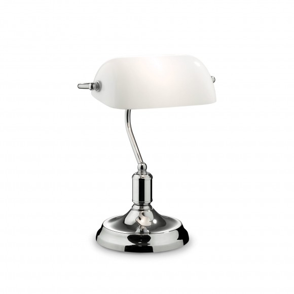 Ideal Lux 045047 stolná lampička Lawyer 1x60W | E27 - biela, chróm
