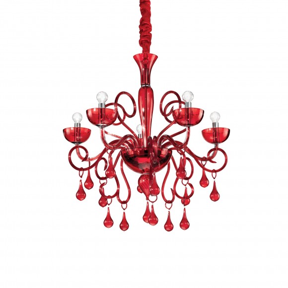  Ideal Lux 073453 závesné stropné svietidlo Rosso 5x40W | E14 - červené