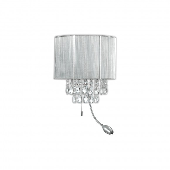 Ideal Lux 122588 nástenné svietidlo so smerovou lampičkou Opera Argento 1x40W | E14 a 1x1W - šedé