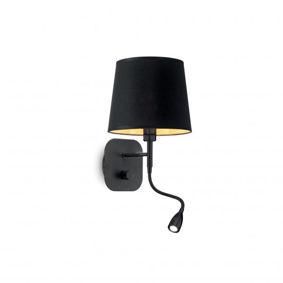 Ideal Lux 158242 LED nástenné svietidlo so smerovou lampičkou Nordik 1x40W | E14 - čierne