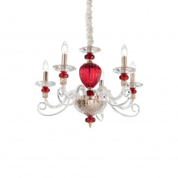 Ideal Lux 168258 závesné stropné svietidlo Baronet 5x40W | E14 - červené