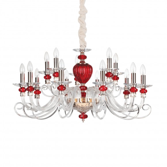 Ideal Lux 168289 závesné stropné svietidlo Baronet 15x40W | E14 - červený